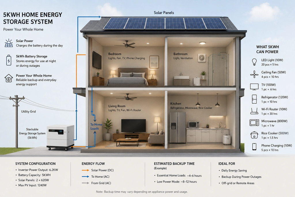 5KWH Home battery backup with solar power system
